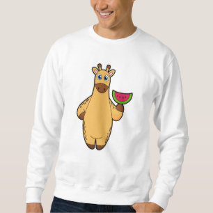 Giraffe at Eating with Watermelon Sweatshirt