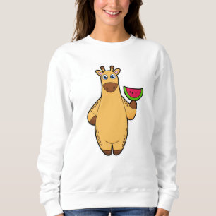 Giraffe at Eating with Watermelon Sweatshirt