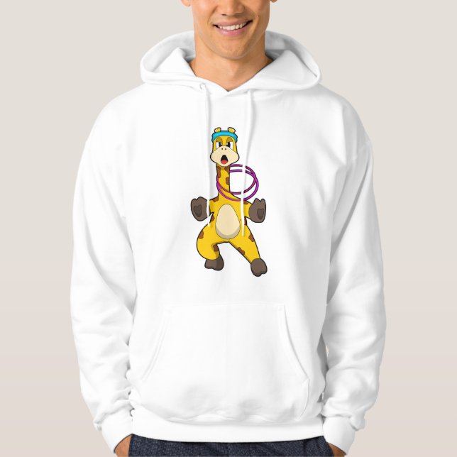 Giraffe at Fitness with Swing ring Hoodie (Front)