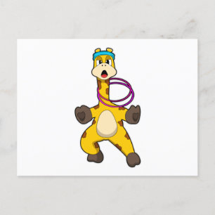Giraffe at Fitness with Swing ring Postcard