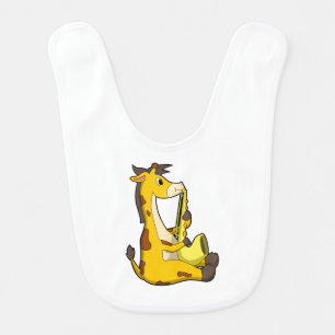 Giraffe at Music with Saxophone.PNG Baby Bib