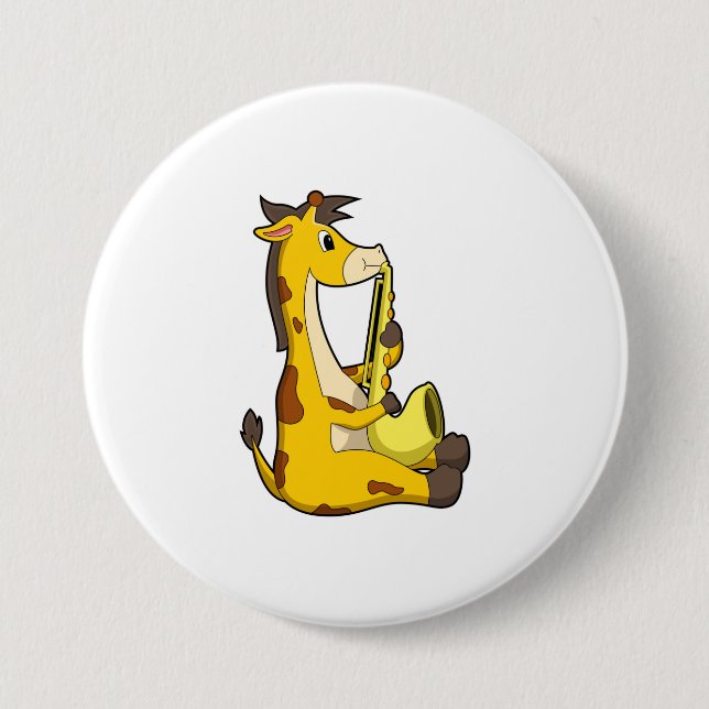 Giraffe at Music with Saxophone.PNG Button (Front)