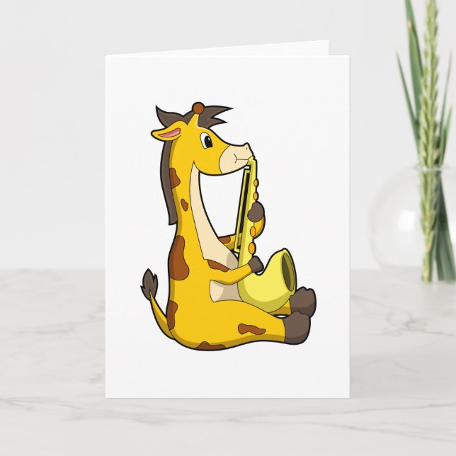 Giraffe at Music with Saxophone.PNG Card (Front)