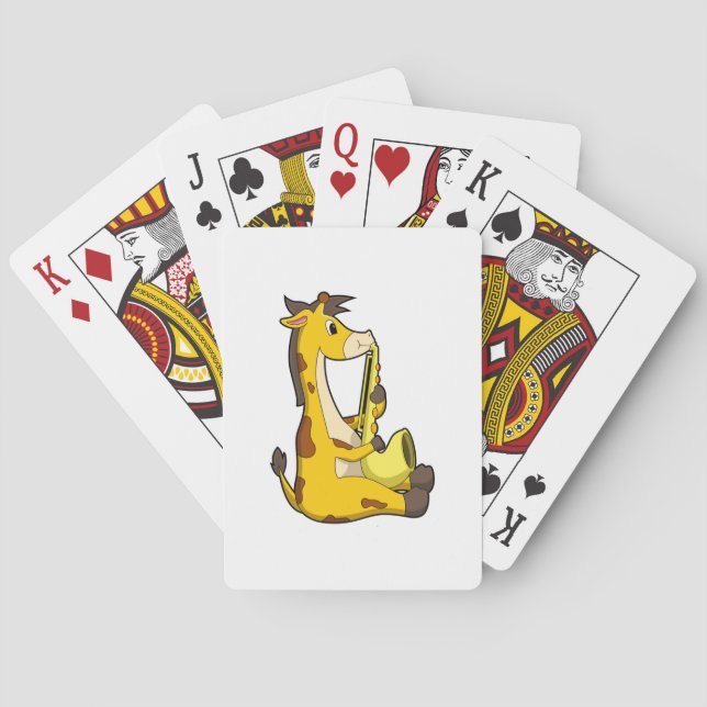 Giraffe at Music with Saxophone.PNG Poker Cards (Back)