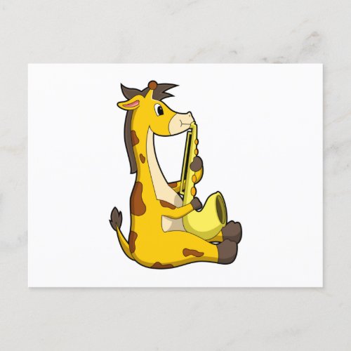 Giraffe at Music with SaxophonePNG Postcard