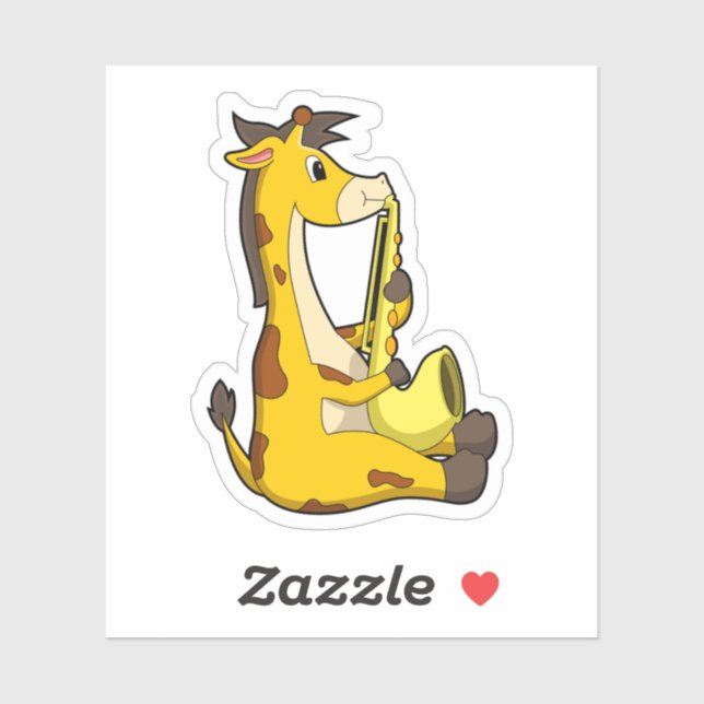 Giraffe at Music with Saxophone.PNG Sticker (Sheet)