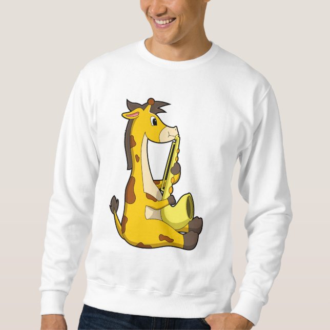 Giraffe at Music with Saxophone.PNG Sweatshirt (Front)