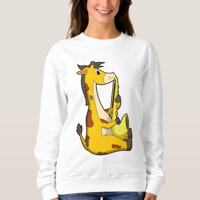 Giraffe at Music with Saxophone.PNG Sweatshirt (Front)
