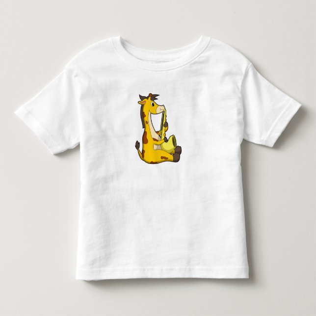 Giraffe at Music with Saxophone.PNG Toddler T-shirt (Front)