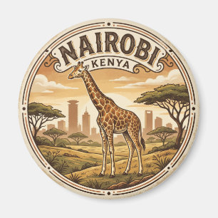 Giraffe at Nairobi National Park Kenya Magnet