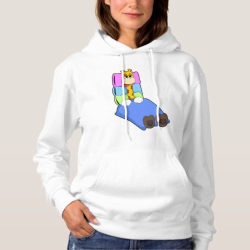 Giraffe at Sleeping with Blanket  Pillow Hoodie