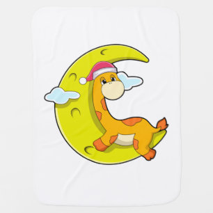 Giraffe at Sleeping with Moon Baby Blanket
