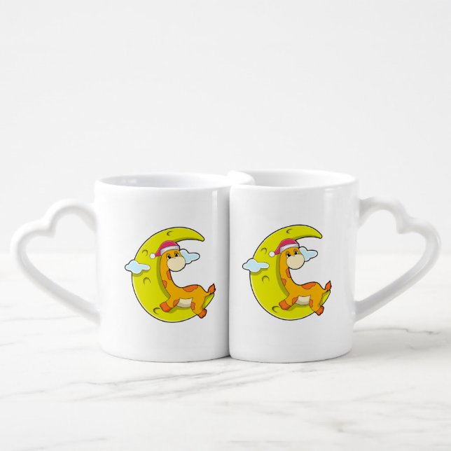 Giraffe at Sleeping with Moon Coffee Mug Set (Front Nesting)