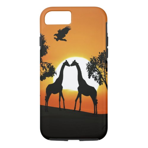 Giraffe at sunset iPhone 87 case