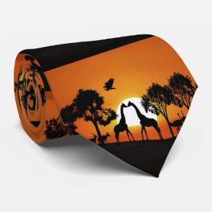 Giraffe at sunset neck tie