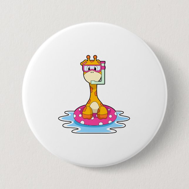 Giraffe at Swimming with Snorkel Button (Front)