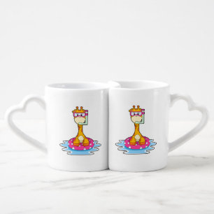 Giraffe at Swimming with Snorkel Coffee Mug Set