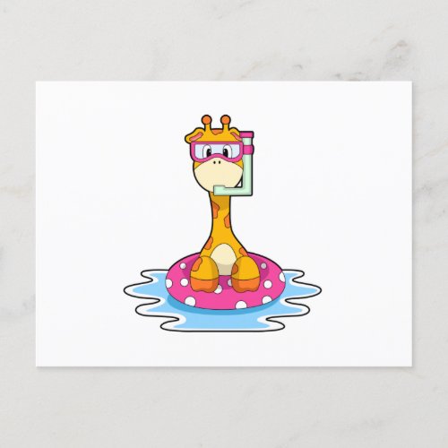 Giraffe at Swimming with Snorkel Postcard