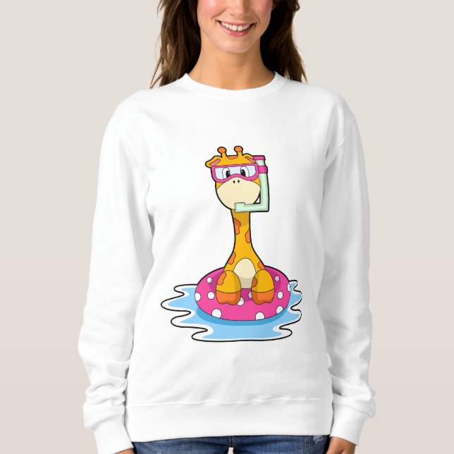 Giraffe at Swimming with Snorkel Sweatshirt (Front)