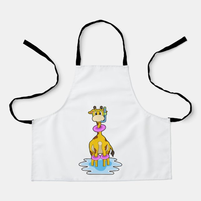 Giraffe at Swimming with Swim ring Apron (Front)