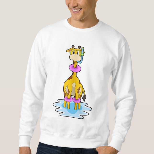 Giraffe at Swimming with Swim ring Sweatshirt (Front)
