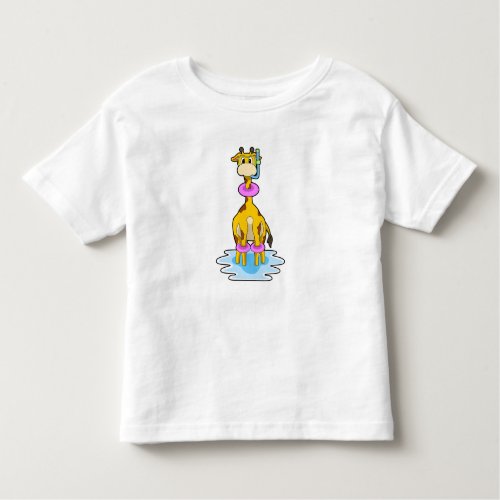 Giraffe at Swimming with Swim ring Toddler T_shirt