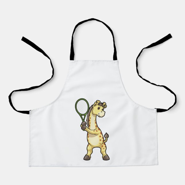Giraffe at Tennis with Tennis racket Apron (Front)