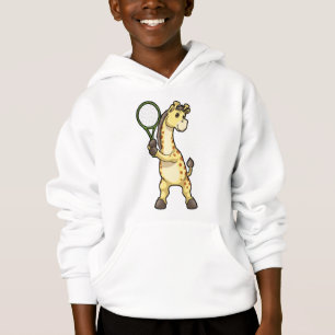 Giraffe at Tennis with Tennis racket Hoodie