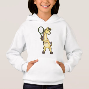 Giraffe at Tennis with Tennis racket Hoodie