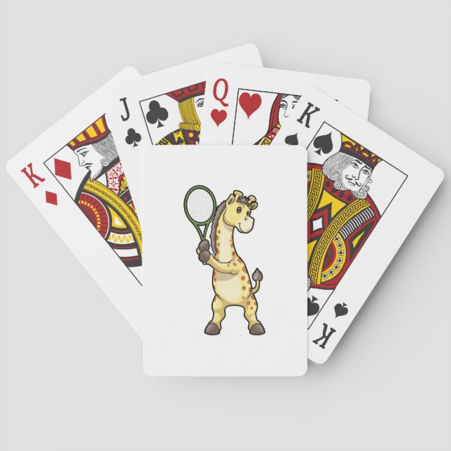 Giraffe at Tennis with Tennis racket Poker Cards (Back)