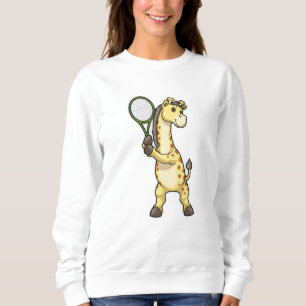 Giraffe at Tennis with Tennis racket Sweatshirt