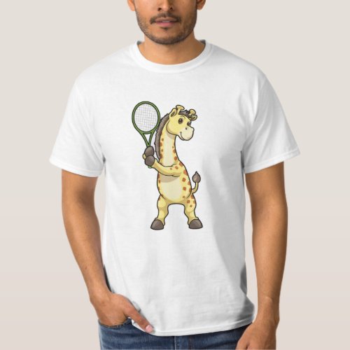 Giraffe at Tennis with Tennis racket T_Shirt