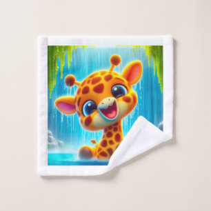 Giraffe at the Waterfall Wash Cloth