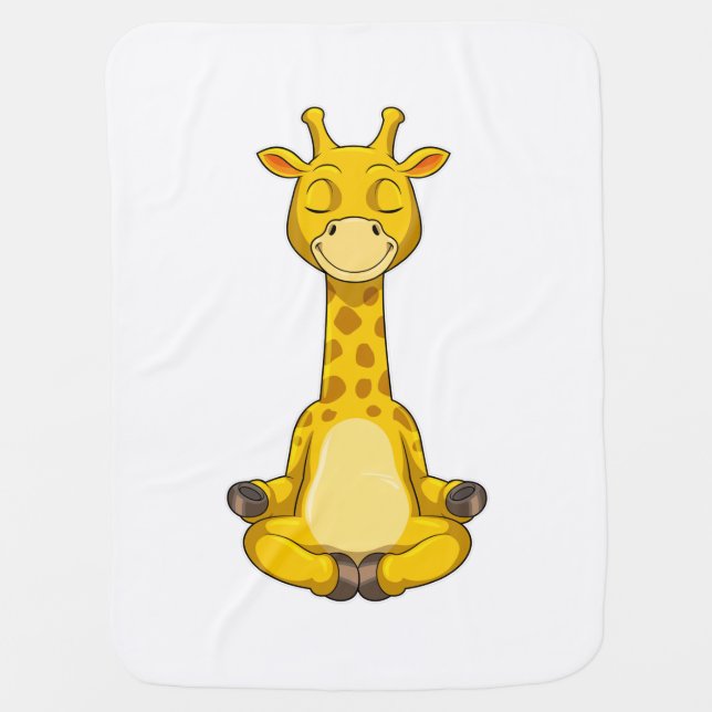 Giraffe at Yoga Meditation Baby Blanket (Front)