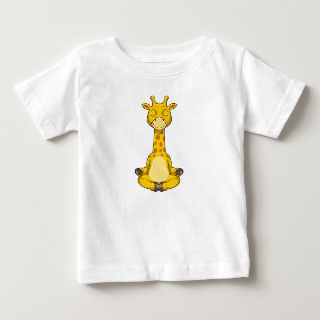 Giraffe at Yoga Meditation Baby T-Shirt (Front)