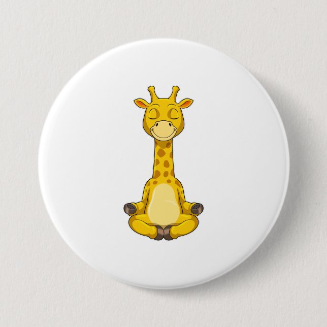 Giraffe at Yoga Meditation Button (Front)