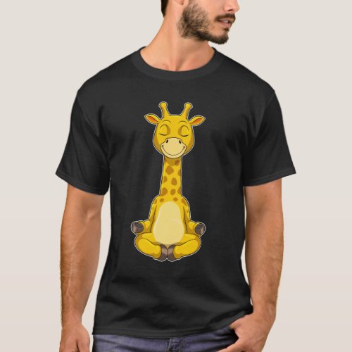Giraffe at Yoga Meditation T_Shirt