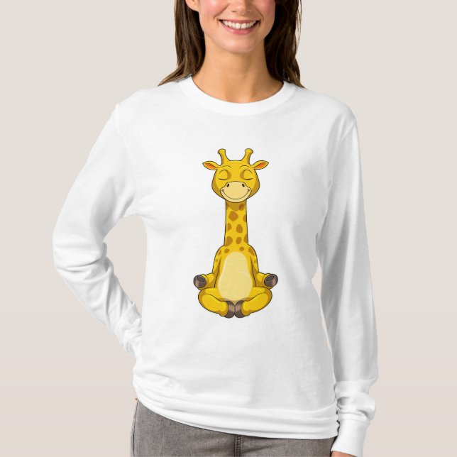 Giraffe at Yoga Meditation T-Shirt (Front)