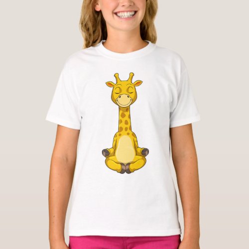 Giraffe at Yoga Meditation T_Shirt