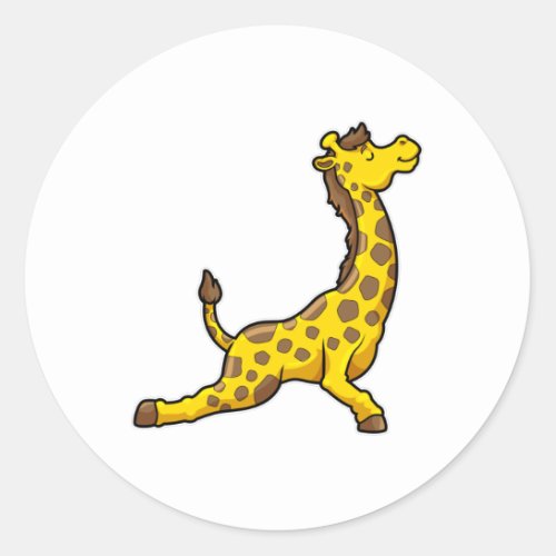 Giraffe at Yoga Stretching exercises Leg Classic Round Sticker