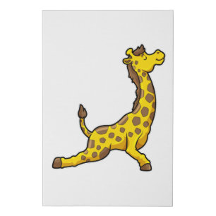Giraffe at Yoga Stretching exercises Leg Faux Canvas Print