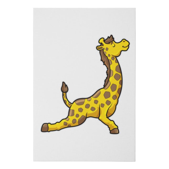 Giraffe at Yoga Stretching exercises Leg Faux Canvas Print (Front)
