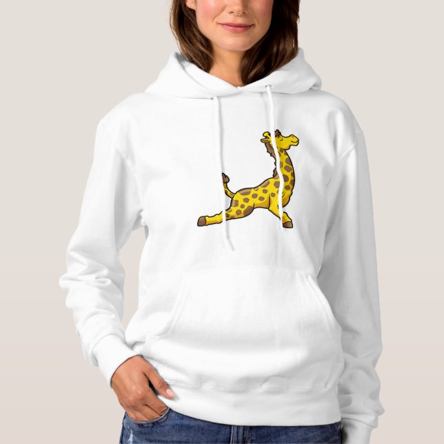 Giraffe at Yoga Stretching exercises Leg Hoodie (Front)