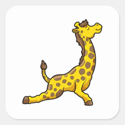 Giraffe at Yoga Stretching exercises Leg Square Sticker