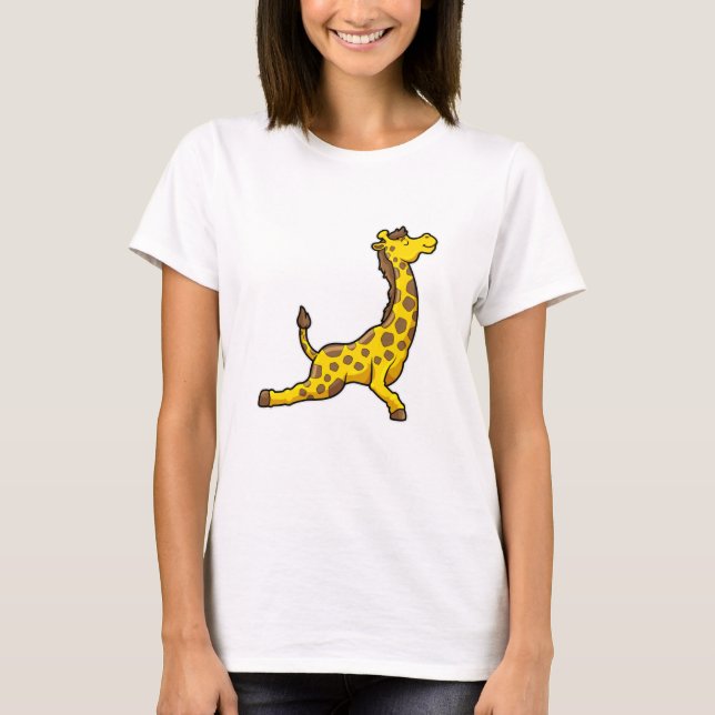 Giraffe at Yoga Stretching exercises Legs & Neck T-Shirt (Front)