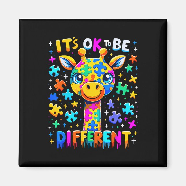 Giraffe Autism Awareness It's Ok To Be Different 1 Magnet (Front)