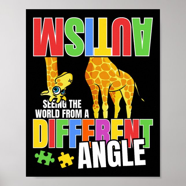 Giraffe Autism Funny Seeing The World From Differe Poster (Front)