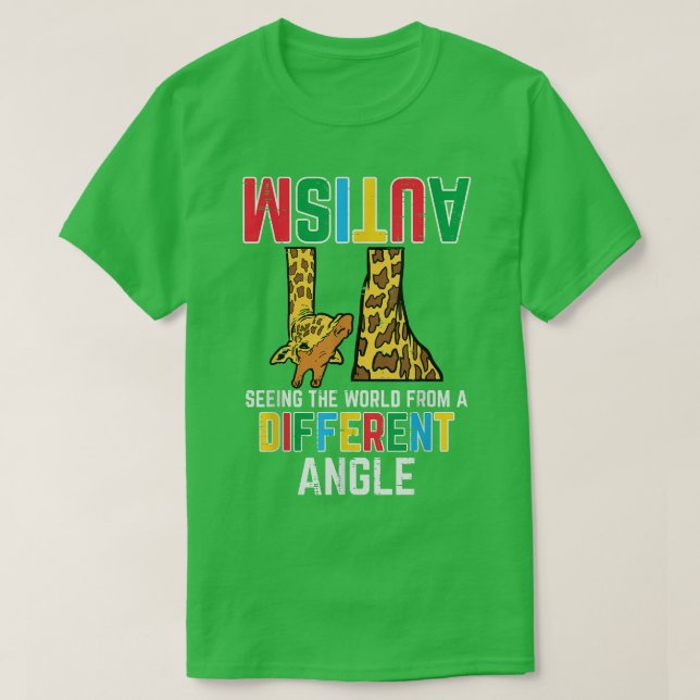 Giraffe Autism Seeing World Different Angle Awaren T-Shirt (Design Front)
