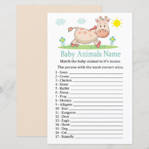 Giraffe Baby Animals Name Game