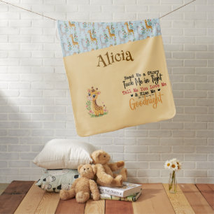 Giraffe Baby Bedtime Story Personalized  Blanket